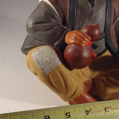 Vintage Hakata Urasaki Japanese Clay Figurine- Man Drinking Tea (#4) (K)