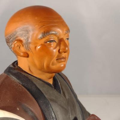 Vintage Hakata Urasaki Japanese Clay Figurine- Man Drinking Tea (#4) (K)