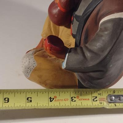 Vintage Hakata Urasaki Japanese Clay Figurine- Man Drinking Tea (#4) (K)