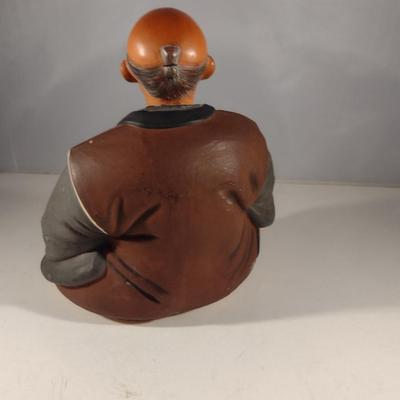Vintage Hakata Urasaki Japanese Clay Figurine- Man Drinking Tea (#4) (K)