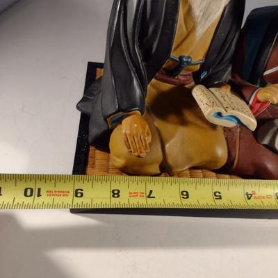 Vintage Hakata Urasaki Japanese Clay Figurine with Mat- Couple Reading Book (#3) (K)