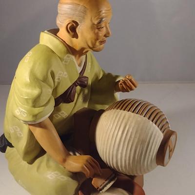 Vintage Hakata Urasaki Japanese Clay Figurine- Pot Maker (#2) (K)