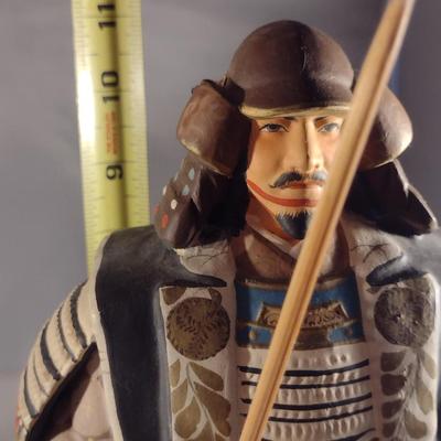 Pair of Vintage Hakata Urasaki Japanese Clay Figurines- Samurai Warriors in Full Armor (#1) (K)
