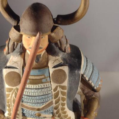 Pair of Vintage Hakata Urasaki Japanese Clay Figurines- Samurai Warriors in Full Armor (#1) (K)