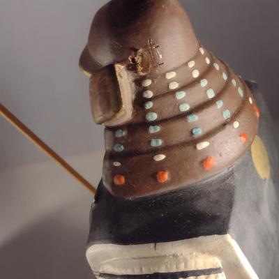 Pair of Vintage Hakata Urasaki Japanese Clay Figurines- Samurai Warriors in Full Armor (#1) (K)