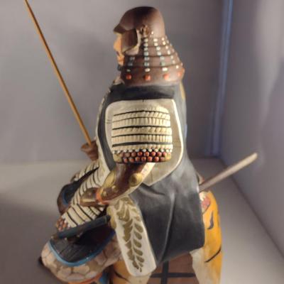 Pair of Vintage Hakata Urasaki Japanese Clay Figurines- Samurai Warriors in Full Armor (#1) (K)