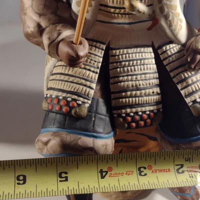 Pair of Vintage Hakata Urasaki Japanese Clay Figurines- Samurai Warriors in Full Armor (#1) (K)
