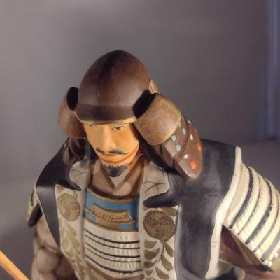 Pair of Vintage Hakata Urasaki Japanese Clay Figurines- Samurai Warriors in Full Armor (#1) (K)