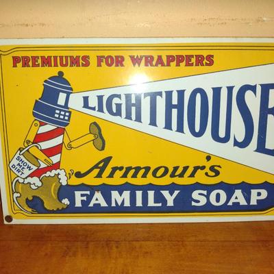 Lighthouse Armour's Family Soap Heavy Metal Sign- Approx 13" x 8" (K)