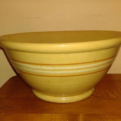 Large, Glazed Pottery Mixing Bowl- Approx 13 1/2" in Diameter (K)