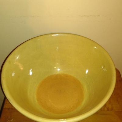 Large, Glazed Pottery Mixing Bowl- Approx 13 1/2" in Diameter (K)