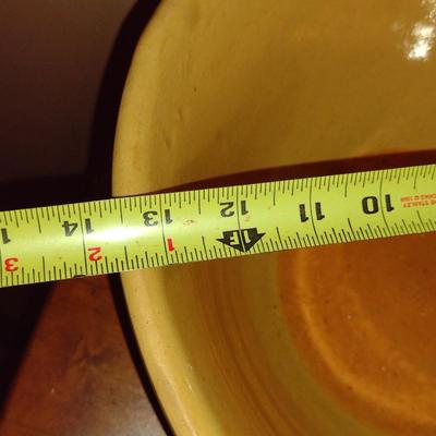 Large, Glazed Pottery Mixing Bowl- Approx 13 1/2" in Diameter (K)