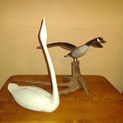 Pair of Bird Design Figurines- Swan and Goose (K)