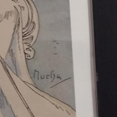 "Rama" by Alphonse Mucha Art Nouveau Style Print- Framed Under Glass- Approx 13 1/2" x 19 1/2" (K)