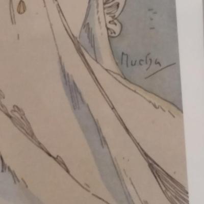"Rama" by Alphonse Mucha Art Nouveau Style Print- Framed Under Glass- Approx 13 1/2" x 19 1/2" (K)
