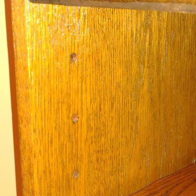 Vintage Tiger Oak Side by Side Book Shelf and Secretary with Mirror (K)
