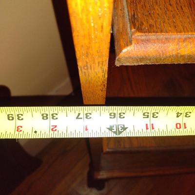 Vintage Tiger Oak Side by Side Book Shelf and Secretary with Mirror (K)