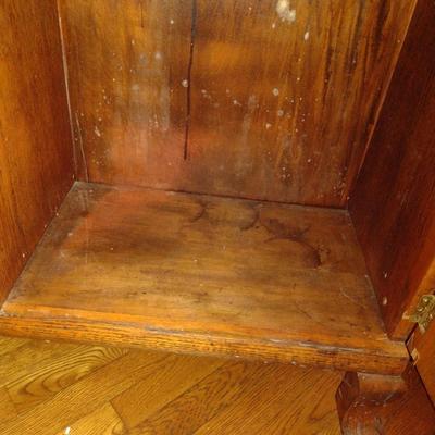 Vintage Tiger Oak Side by Side Book Shelf and Secretary with Mirror (K)