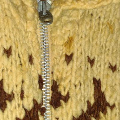 Original Handmade Cowichan Indian Raw Wool Sweater with Zippered Front (K)