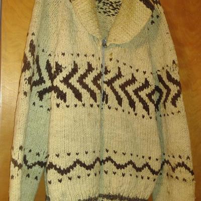 Original Handmade Cowichan Indian Raw Wool Sweater with Zippered Front (K)