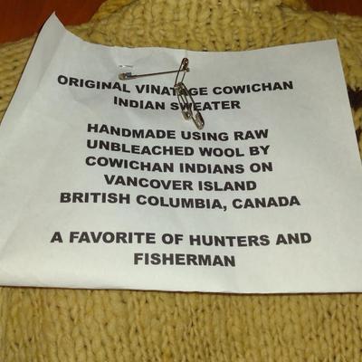 Original Handmade Cowichan Indian Raw Wool Sweater with Zippered Front (K)