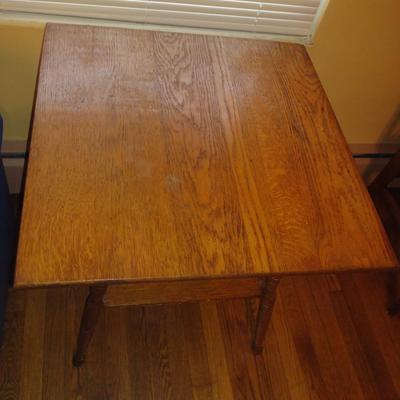 Vintage Wooden Accent Table with Stretcher Shelf- Approx 24" Square, 27" Tall (K)
