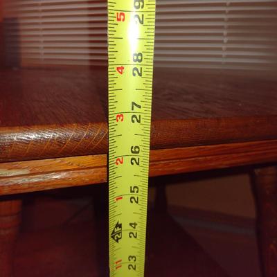 Vintage Wooden Accent Table with Stretcher Shelf- Approx 24" Square, 27" Tall (K)