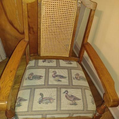 Wooden Framed Upholstered Rocking Chair with Cane Back (K)