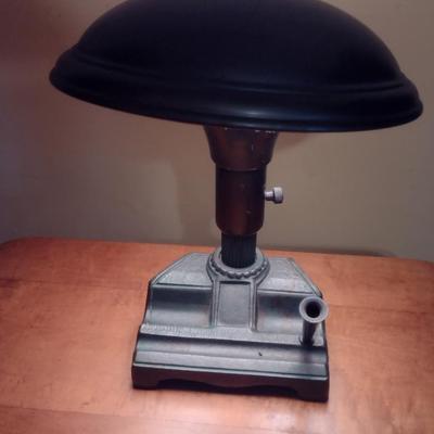Antique Cast Metal Electric Desk Lamp with Pen Holder- Jos L. Shoemaker, Philadelphia, PA- Approx 11 1/2" Tall (K)