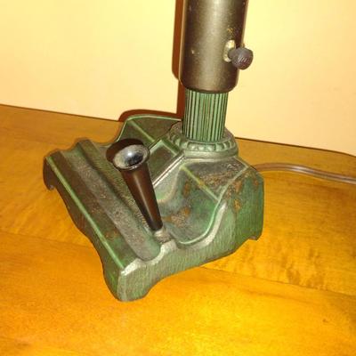 Antique Cast Metal Electric Desk Lamp with Pen Holder- Jos L. Shoemaker, Philadelphia, PA- Approx 11 1/2" Tall (K)