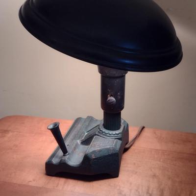 Antique Cast Metal Electric Desk Lamp with Pen Holder- Jos L. Shoemaker, Philadelphia, PA- Approx 11 1/2" Tall (K)