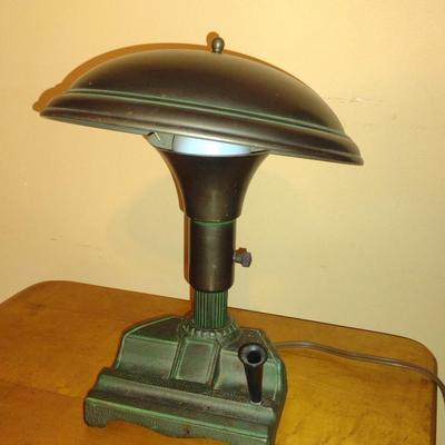Antique Cast Metal Electric Desk Lamp with Pen Holder- Jos L. Shoemaker, Philadelphia, PA- Approx 11 1/2" Tall (K)