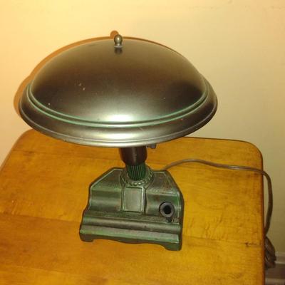 Antique Cast Metal Electric Desk Lamp with Pen Holder- Jos L. Shoemaker, Philadelphia, PA- Approx 11 1/2" Tall (K)