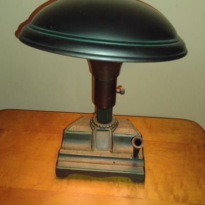 Antique Cast Metal Electric Desk Lamp with Pen Holder- Jos L. Shoemaker, Philadelphia, PA- Approx 11 1/2" Tall (K)