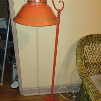 Vintage Metal Tole Style Floor Lamp with Swiveling Shade- Approx 52" Tall (K)