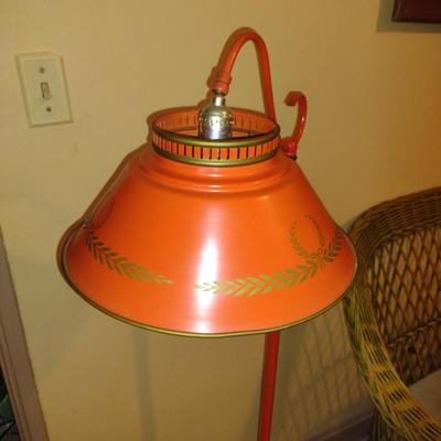 Vintage Metal Tole Style Floor Lamp with Swiveling Shade- Approx 52" Tall (K)