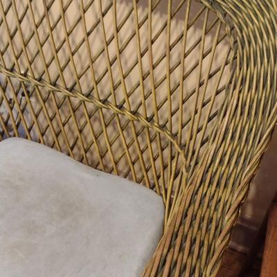 Wicker Frame Loveseat with Upholstered Seats- Approx 52" Long (K)