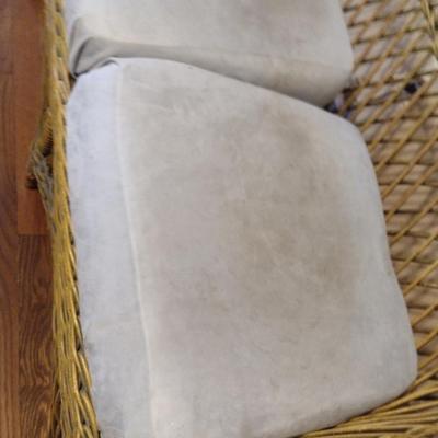 Wicker Frame Loveseat with Upholstered Seats- Approx 52" Long (K)