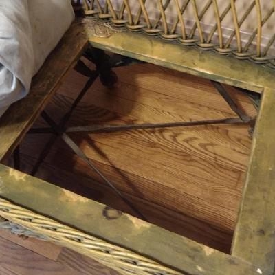Wicker Frame Loveseat with Upholstered Seats- Approx 52" Long (K)