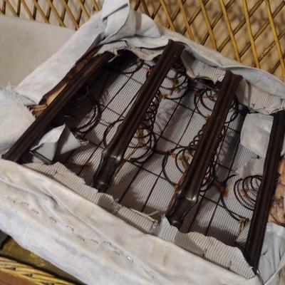 Wicker Frame Loveseat with Upholstered Seats- Approx 52" Long (K)