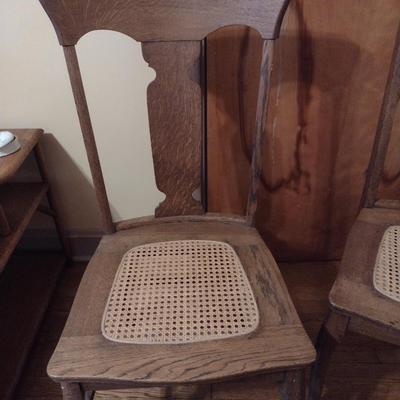 Pair of Wooden Dining Chairs with Cane Seats (K)