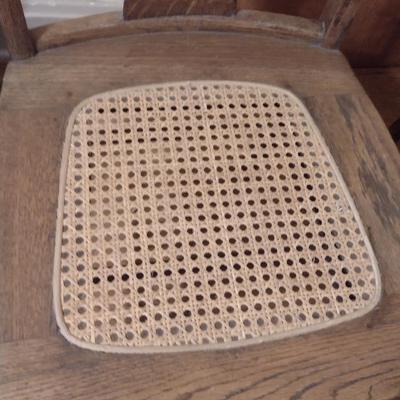 Pair of Wooden Dining Chairs with Cane Seats (K)