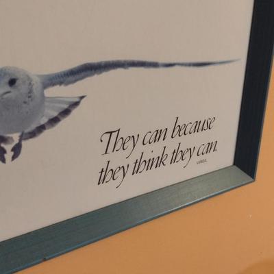 Framed Inspirational Seagull Design Art- Approx 22" x 15" (K)