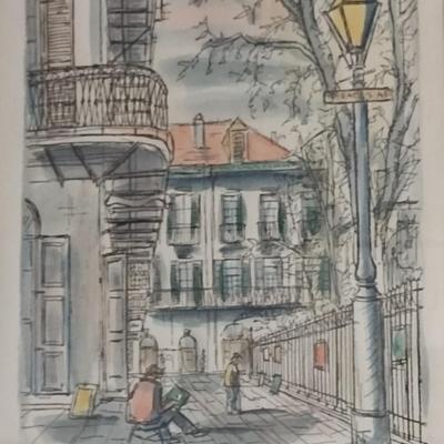 Pair of New Orleans Street Art Prints by Franz Weiss- Framed Under Glass (K)