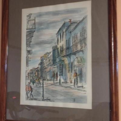 Pair of New Orleans Street Art Prints by Franz Weiss- Framed Under Glass (K)