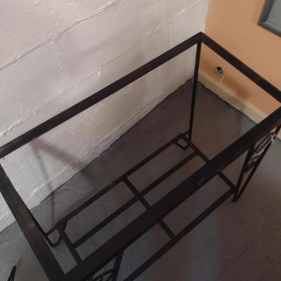 Metal Table/Aquarium Frame with Unattached Wooden Top (K)