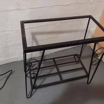 Metal Table/Aquarium Frame with Unattached Wooden Top (K)