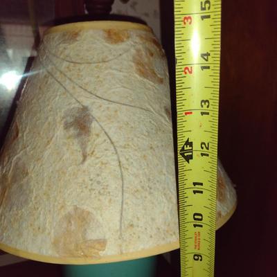 Ceramic Table Top Lamp with Paper Botanical Shade- Approx 15" Tall (K)