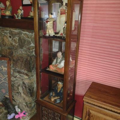 Wood and Glass Curio/Display Cabinet- Approx 17" x 11 1/2" x 67" Tall (K)