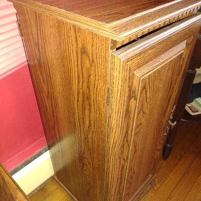 Wood Finish Double Sided Media Cabinet on Turning Base (K)